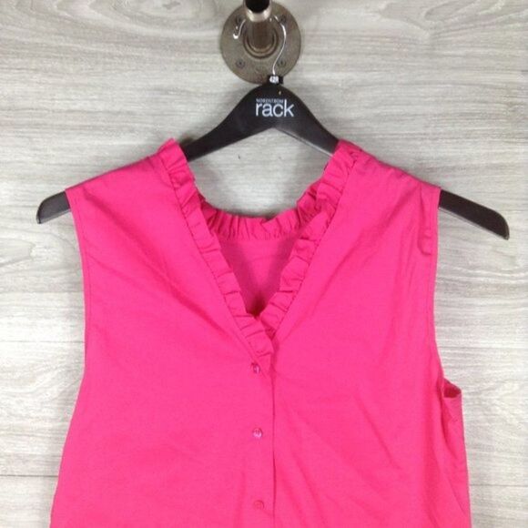 Laundry by Shelli Segal Poplin Ruffle Neck Blouse size M - Picture 5 of 6